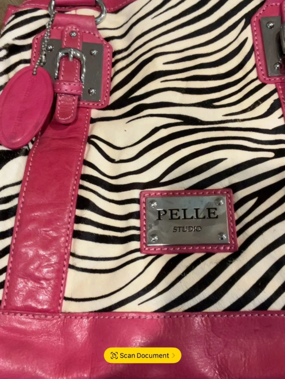 Stunning Pelle Studio Pink Leather & Zebra Calf Hide Purse. EUC